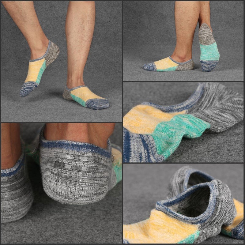 Empino Mens No Show Low Cut Socks Non Slip Casual Ankle Cotton Socks Liner (Funky Color - 6Pack) - Image 4